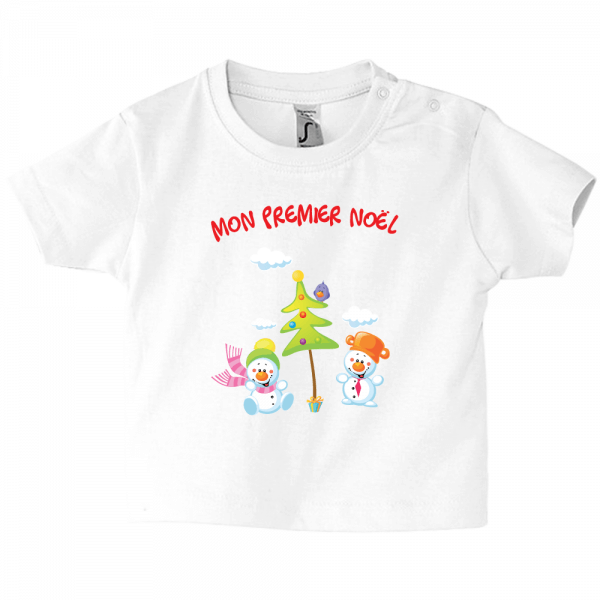 Tee-shirt enfant, des bonhommes de neige pour noël