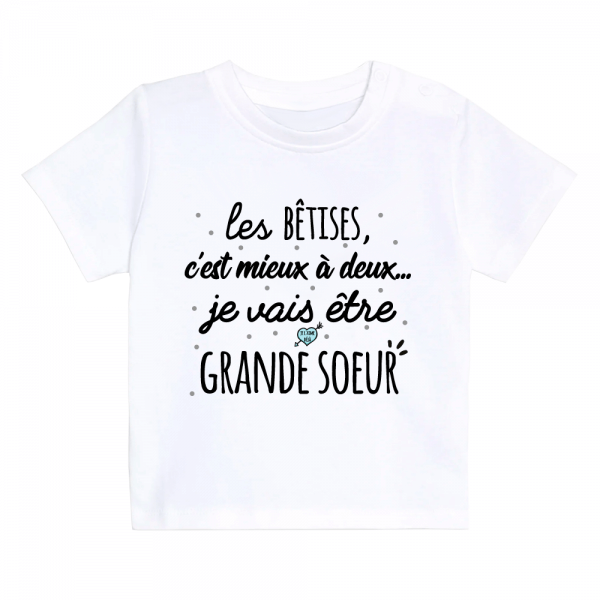 T-shirt 'Je vais être grande sœur' -Cadeau Original pour l'annonce